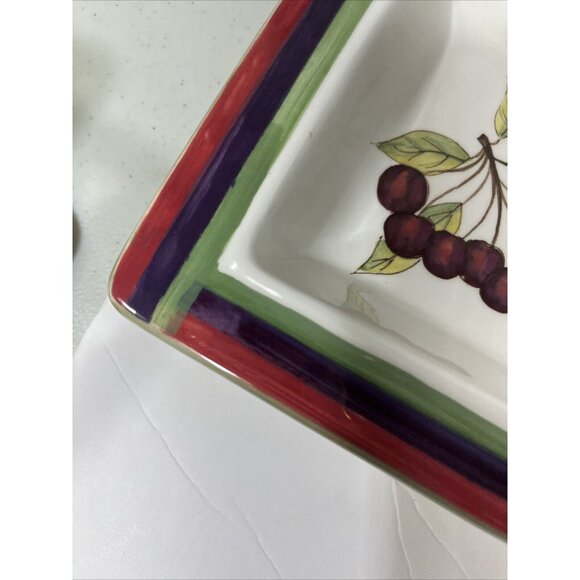 Vintage Strange Fruit Design Ceramic Serving Platter 19" X 7.5", 4 Compartments - Picture 8 of 16